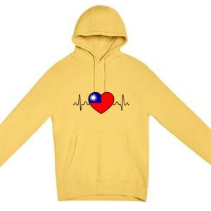 Distressed Flag Heartbeat Design Cool Taiwan Flag Gift Premium Pullover Hoodie