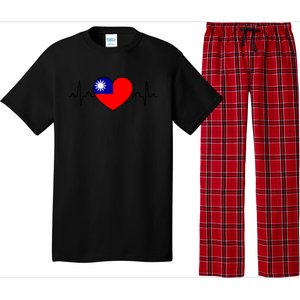 Distressed Flag Heartbeat Design Cool Taiwan Flag Gift Pajama Set