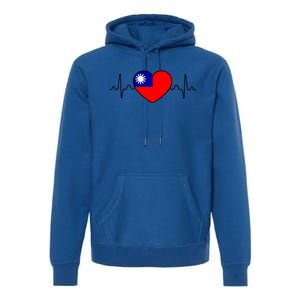 Distressed Flag Heartbeat Design Cool Taiwan Flag Gift Premium Hoodie