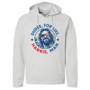 Dudes For Harris Kamala 2024 Madam President Democrat Performance Fleece Hoodie