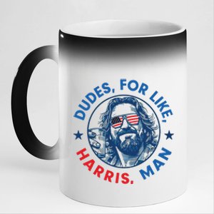 Dudes For Harris Kamala 2024 Madam President Democrat 11oz Black Color Changing Mug