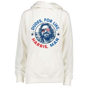 Dudes For Harris Kamala 2024 Madam President Democrat Womens Funnel Neck Pullover Hood