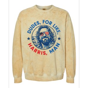 Dudes For Harris Kamala 2024 Madam President Democrat Colorblast Crewneck Sweatshirt