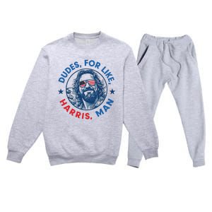 Dudes For Harris Kamala 2024 Madam President Democrat Premium Crewneck Sweatsuit Set