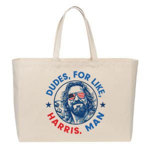 Dudes For Harris Kamala 2024 Madam President Democrat Cotton Canvas Jumbo Tote