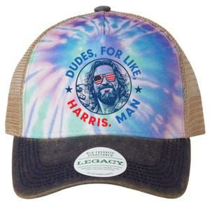 Dudes For Harris Kamala 2024 Madam President Democrat Legacy Tie Dye Trucker Hat