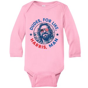 Dudes For Harris Kamala 2024 Madam President Democrat Baby Long Sleeve Bodysuit