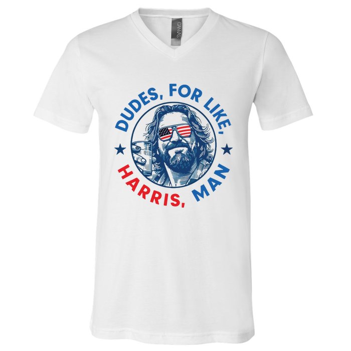 Dudes For Harris Kamala 2024 Madam President Democrat V-Neck T-Shirt