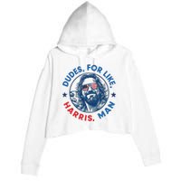 Dudes For Harris Kamala 2024 Madam President Democrat Crop Fleece Hoodie