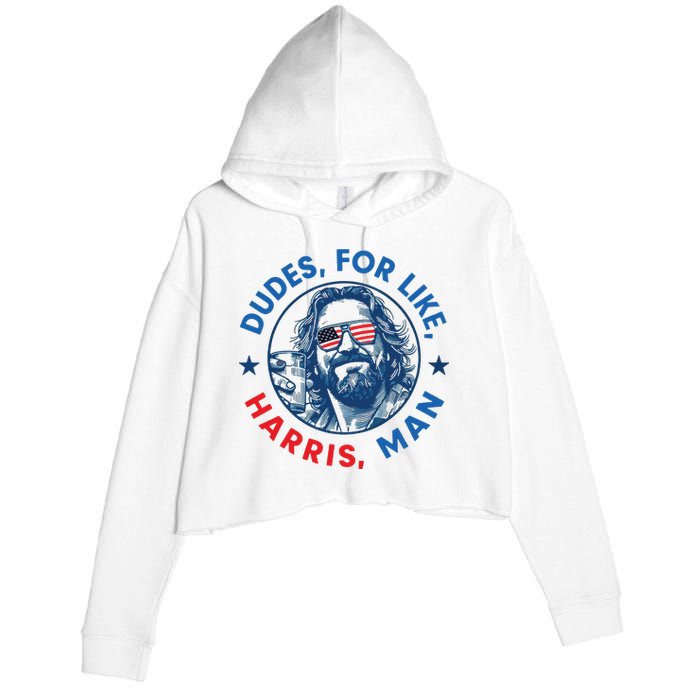 Dudes For Harris Kamala 2024 Madam President Democrat Crop Fleece Hoodie