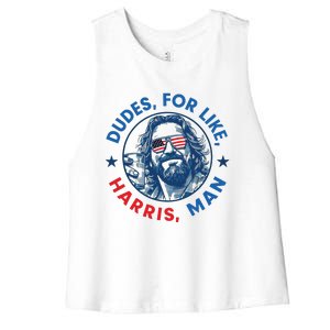 Dudes For Harris Kamala 2024 Madam President Democrat Women's Racerback Cropped Tank