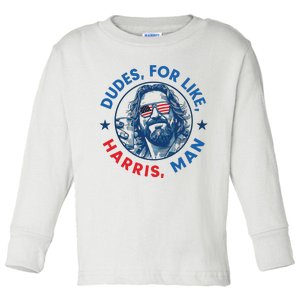 Dudes For Harris Kamala 2024 Madam President Democrat Toddler Long Sleeve Shirt