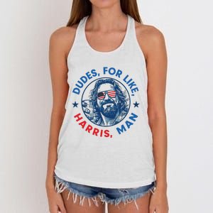 Dudes For Harris Kamala 2024 Madam President Democrat Women's Knotted Racerback Tank