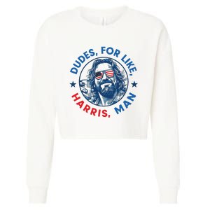 Dudes For Harris Kamala 2024 Madam President Democrat Cropped Pullover Crew