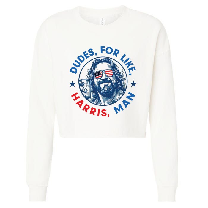 Dudes For Harris Kamala 2024 Madam President Democrat Cropped Pullover Crew