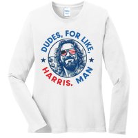 Dudes For Harris Kamala 2024 Madam President Democrat Ladies Long Sleeve Shirt