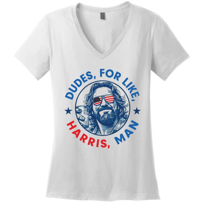 Dudes For Harris Kamala 2024 Madam President Democrat Women's V-Neck T-Shirt