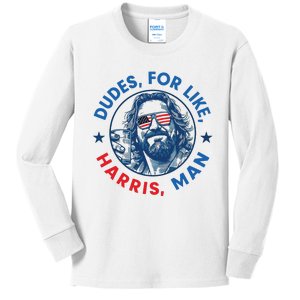 Dudes For Harris Kamala 2024 Madam President Democrat Kids Long Sleeve Shirt