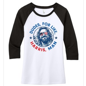 Dudes For Harris Kamala 2024 Madam President Democrat Women's Tri-Blend 3/4-Sleeve Raglan Shirt