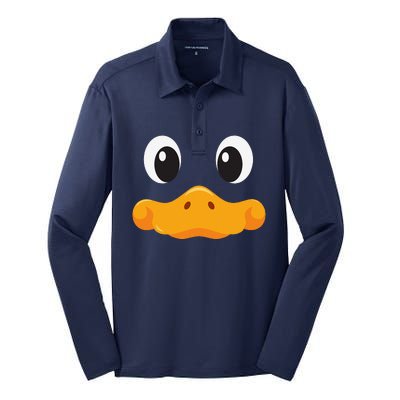 Duck Face Halloween Costume Birthday Idea Cute Funny Silk Touch Performance Long Sleeve Polo