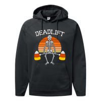 Deadlift Funny Halloween Skeleton Candy Corn Gym Workout Performance Fleece Hoodie