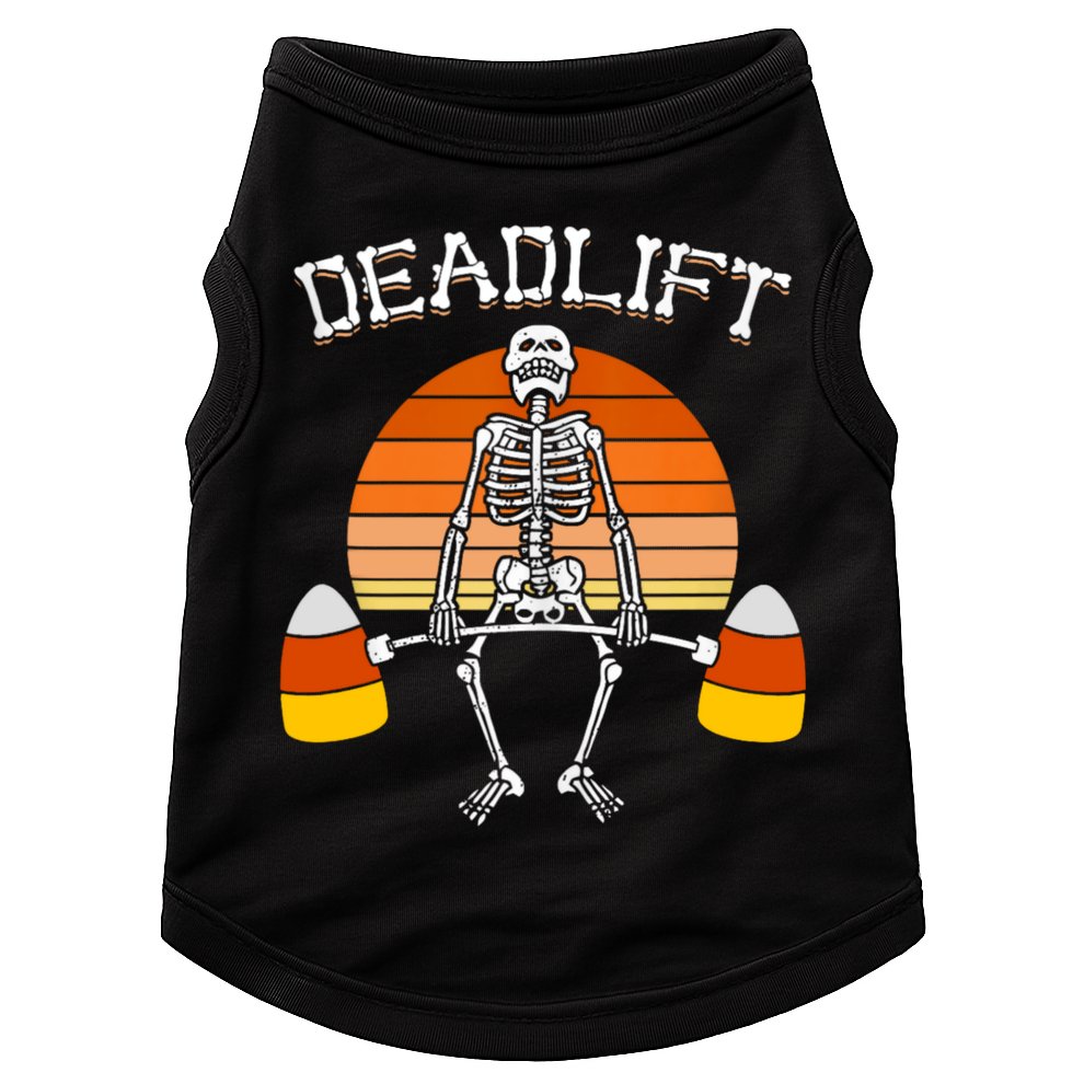 Deadlift Funny Halloween Skeleton Candy Corn Gym Workout Doggie Tank