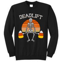 Deadlift Funny Halloween Skeleton Candy Corn Gym Workout Sweatshirt