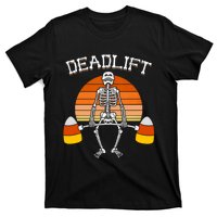 Deadlift Funny Halloween Skeleton Candy Corn Gym Workout T-Shirt