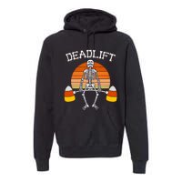 Deadlift Funny Halloween Skeleton Candy Corn Gym Workout Premium Hoodie