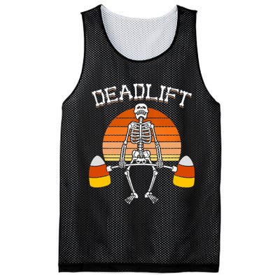 Deadlift Funny Halloween Skeleton Candy Corn Gym Workout Mesh Reversible Basketball Jersey Tank