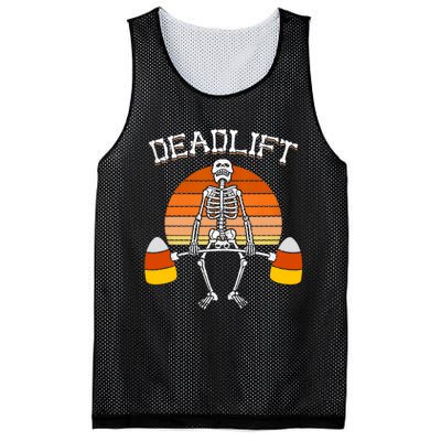 Deadlift Funny Halloween Skeleton Candy Corn Gym Workout Mesh Reversible Basketball Jersey Tank