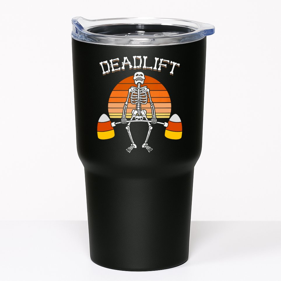 Deadlift Funny Halloween Skeleton Candy Corn Gym Workout Tumbler