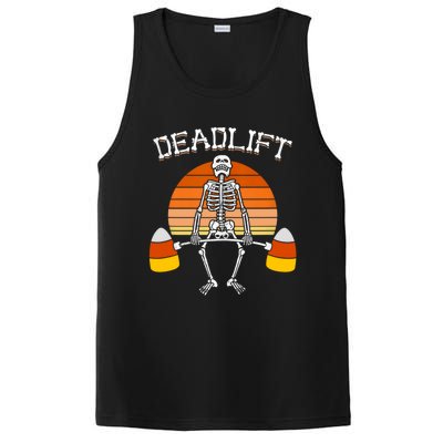 Deadlift Funny Halloween Skeleton Candy Corn Gym Workout PosiCharge Competitor Tank