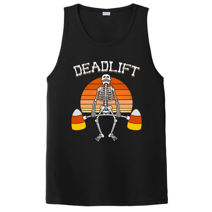 Deadlift Funny Halloween Skeleton Candy Corn Gym Workout PosiCharge Competitor Tank