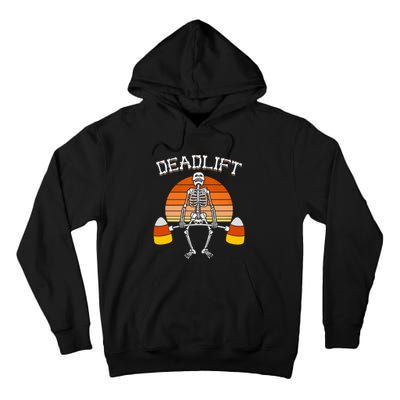 Deadlift Funny Halloween Skeleton Candy Corn Gym Workout Tall Hoodie