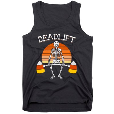 Deadlift Funny Halloween Skeleton Candy Corn Gym Workout Tank Top