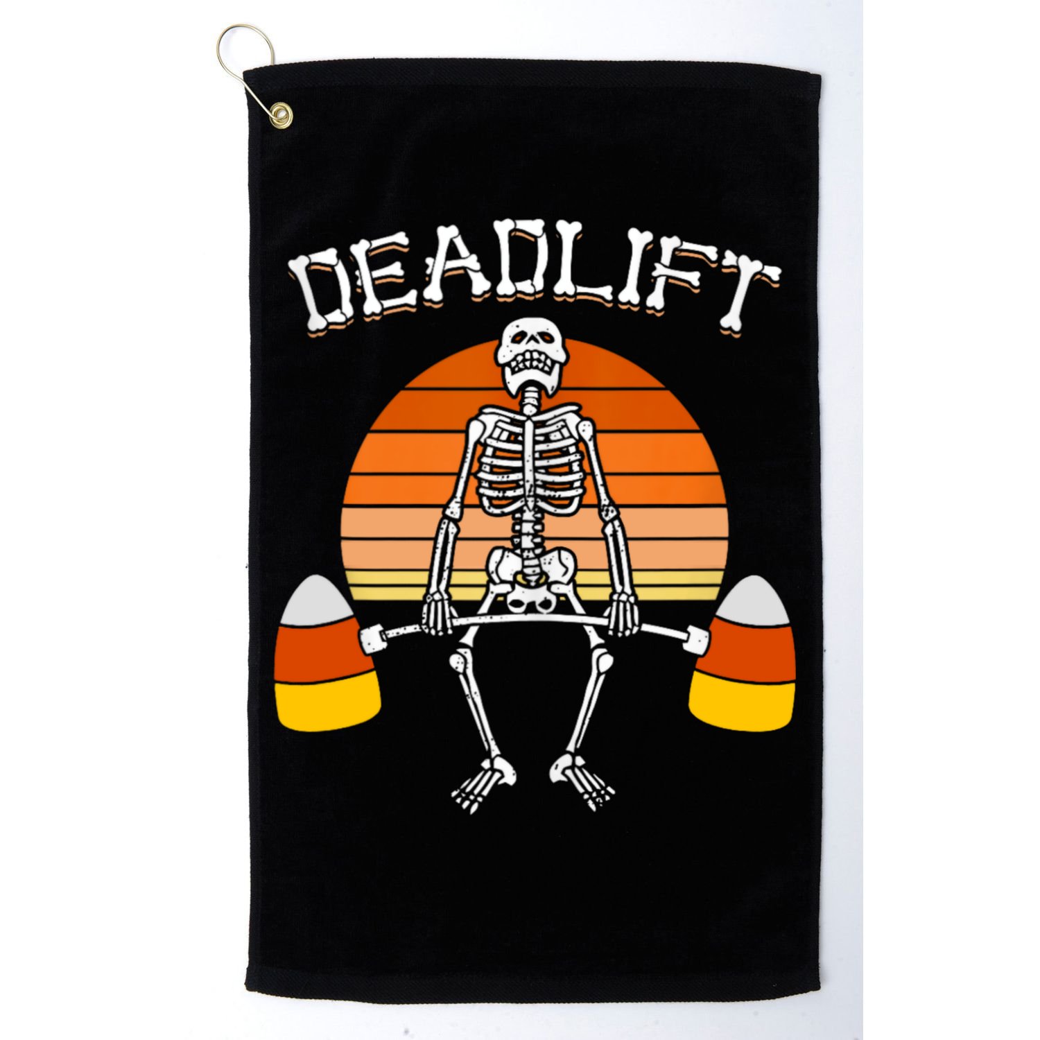 Deadlift Funny Halloween Skeleton Candy Corn Gym Workout Golf Towel