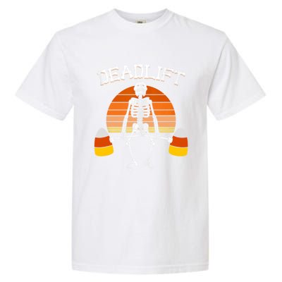 Deadlift Funny Halloween Skeleton Candy Corn Gym Workout Garment-Dyed Heavyweight T-Shirt