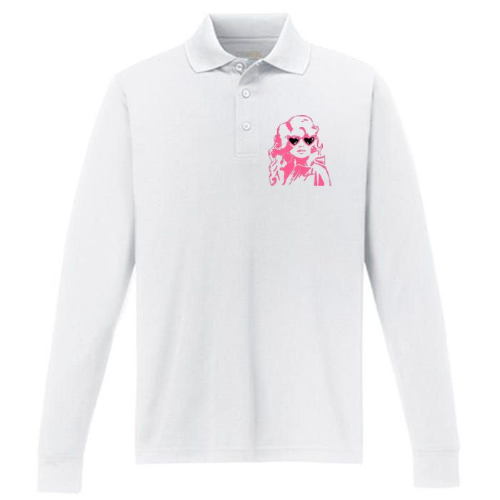 Dolly Face In Sunglasses Dolly Vibes Dolly Fan Lover Performance Long Sleeve Polo