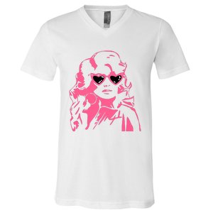 Dolly Face In Sunglasses Dolly Vibes Dolly Fan Lover V-Neck T-Shirt