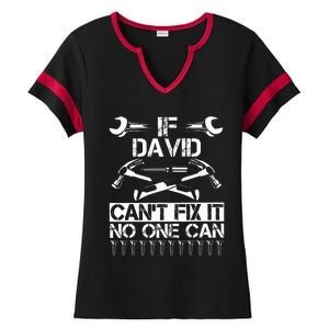 DAVID Fix It Funny Birthday Personalized Name Dad Gift Idea  Ladies Halftime Notch Neck Tee