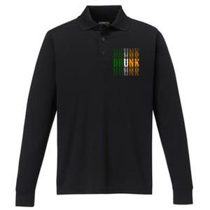 Drunk Funny Irish Drinking Performance Long Sleeve Polo