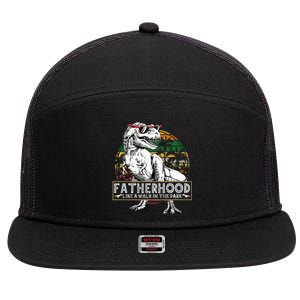 Dinosaur Fatherhood Is A Walk In The Park Fathers 7 Panel Mesh Trucker Snapback Hat