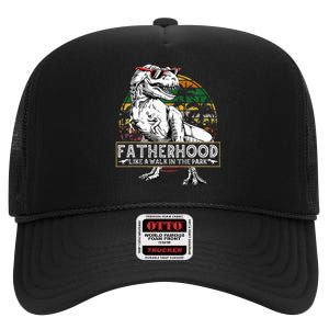 Dinosaur Fatherhood Is A Walk In The Park Fathers High Crown Mesh Back Trucker Hat