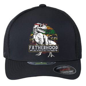 Dinosaur Fatherhood Is A Walk In The Park Fathers Flexfit Unipanel Trucker Cap