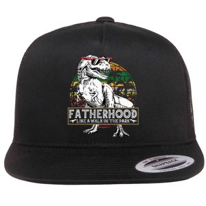 Dinosaur Fatherhood Is A Walk In The Park Fathers Flat Bill Trucker Hat