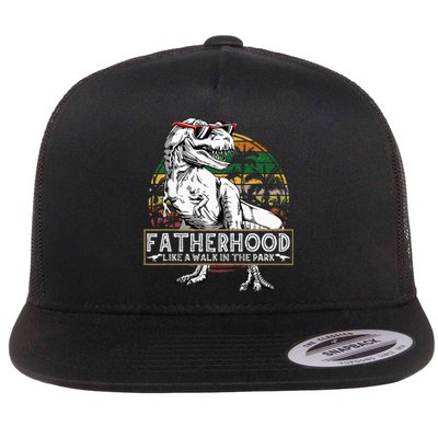 Dinosaur Fatherhood Is A Walk In The Park Fathers Flat Bill Trucker Hat