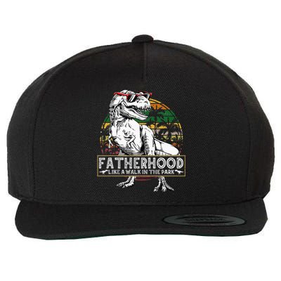 Dinosaur Fatherhood Is A Walk In The Park Fathers Wool Snapback Cap