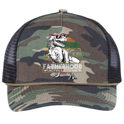 Dinosaur Fatherhood Is A Walk In The Park Fathers Retro Rope Trucker Hat Cap