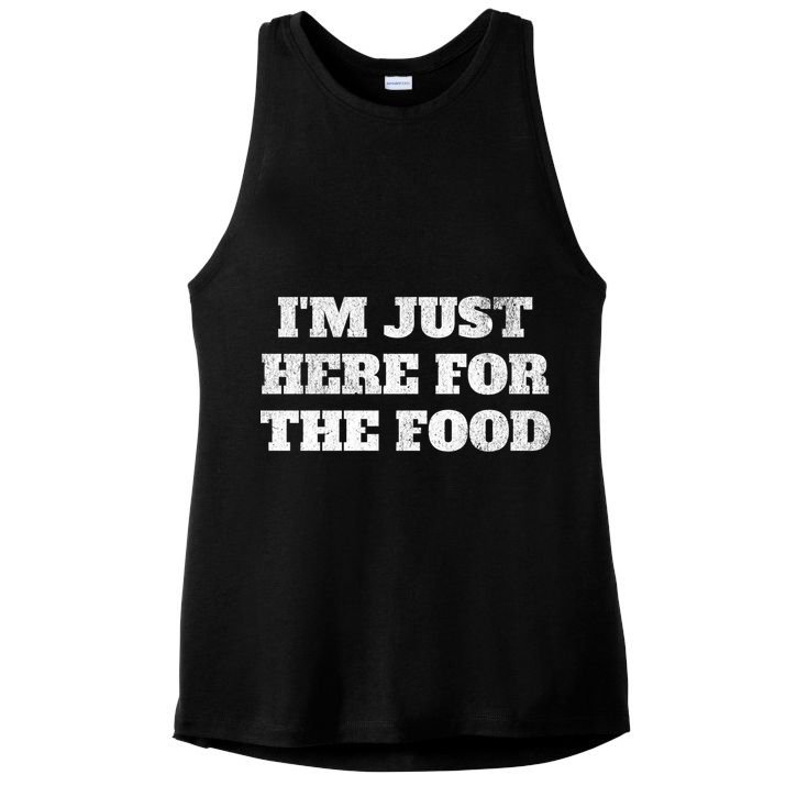 Distressed Funny Im Just Here For The Food Gift Ladies PosiCharge Tri-Blend Wicking Tank